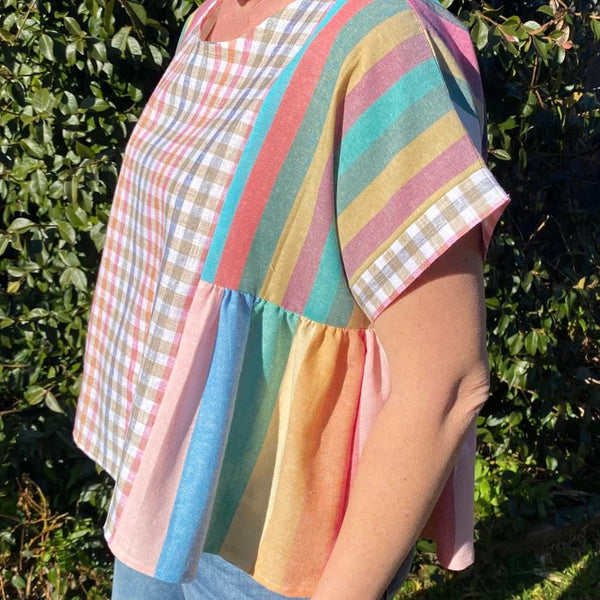 *SALE* Summer Blossom -Size XL Gathered Top MADE AND READY TO POST