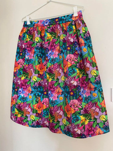 PRE-ORDER 80's inspired "Geo- Bright and Fun" - Gathered Skirt
