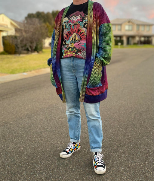 PRE-ORDER 80's Inspired - "Rainbows and Smiles" Cardigan