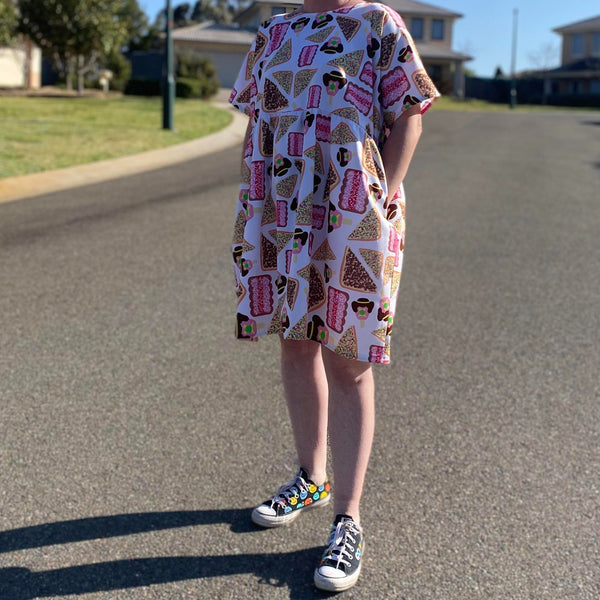 PRE-ORDER- 80's Inspired "Rainbows and Smiles" Gathered Dress