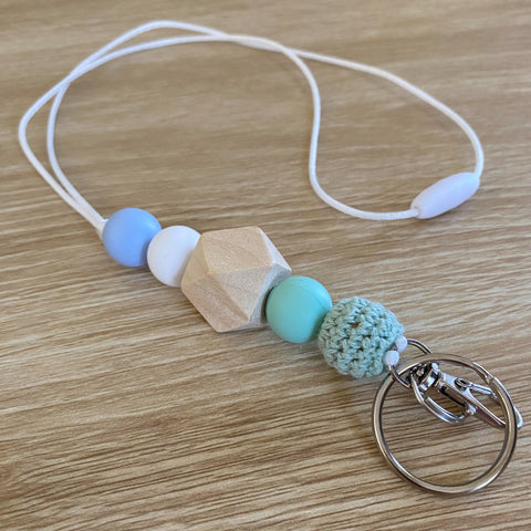 Soft Blue's, and Mint Beaded Lanyard