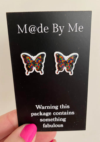Autism Awareness Butterfly -Acrylic Studs