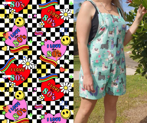 PRE-ORDER 80's Inspired- "I Love the 80's" Shorty Overalls
