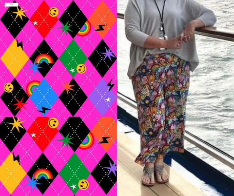 PRE-ORDER-80's Inspired "Rainbows and Smiles" Culottes