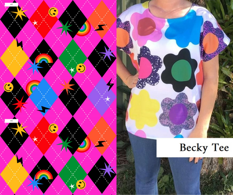 PRE-ORDER 80's Inspired- "Rainbows and Smiles" Becky Tee (top)
