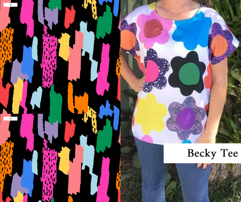 PRE-ORDER 80's Inspired- "Abstract Shapes- Full of Colour" Becky Tee (top)
